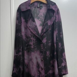 Bisou Bisou Black and Purple Tie-Dye Blazer
